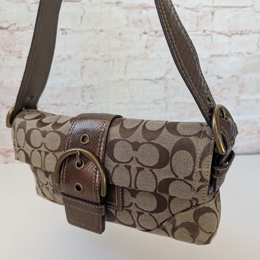 Coach Soho 8k38Signature ShoulderBag Leather & canvas women's Bag - Picture 9 of 16
